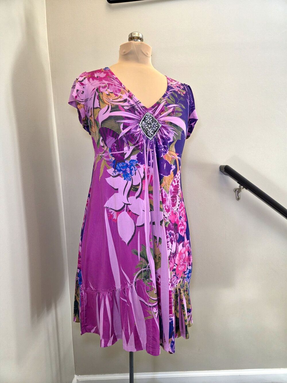 Vtg Y2k/2000s Apt. 9 Floral Empire Waist Babydoll Dress Fairy Butterfly McBling